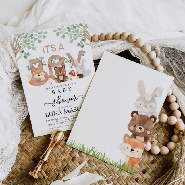 Det är en pojk Woodland Baby Shower Inbjudningar (Skapare uppladdad)