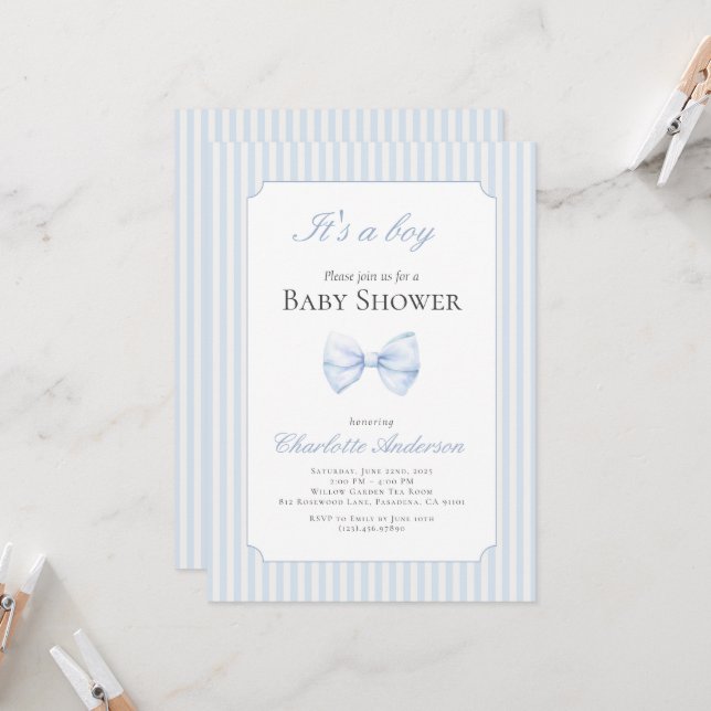 Det är en pojkbabyinbjudan. inbjudningar (Fram/Back In Situ)