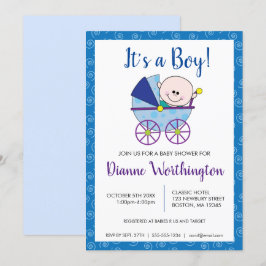 Det är en pojkbabyinbjudan. inbjudningar