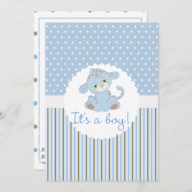 Det är en pojkbabyinbjudan. inbjudningar (Fram/baksida)