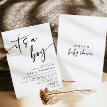 Det är en pojkbabyskabinbjudan Modern Minimal