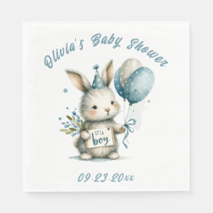 Det är en pojkbunny Blue Animal Theme Baby Shower Pappersservett
