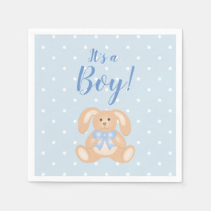 Det är en pojkbunny, kanin, pastel Blue Baby Showe Pappersservett
