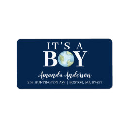 Det är en pojke! Adressetikett för Boys Baby Showe