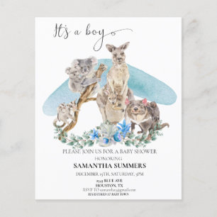 Det är en pojke Australienskt djur Baby Shower Blå