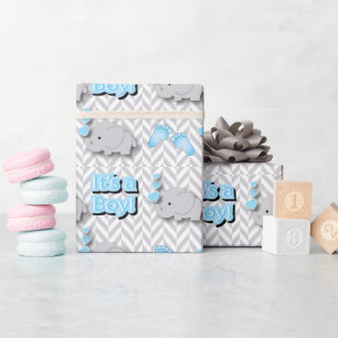 Det är en pojke - Baby Elephant Presentpapper