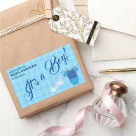 Det är en pojke! Baby Shower Blue Modern. Napkins Rektangulärt Klistermärke
