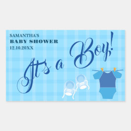 Det är en pojke! Baby Shower Blue Modern. Napkins Rektangulärt Klistermärke