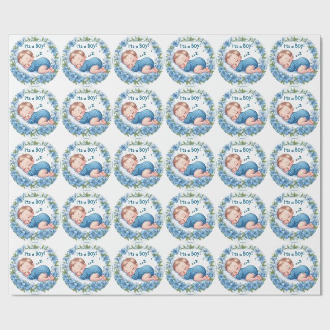 Det är en pojke Baby Shower-dekal Presentpapper (Platt)