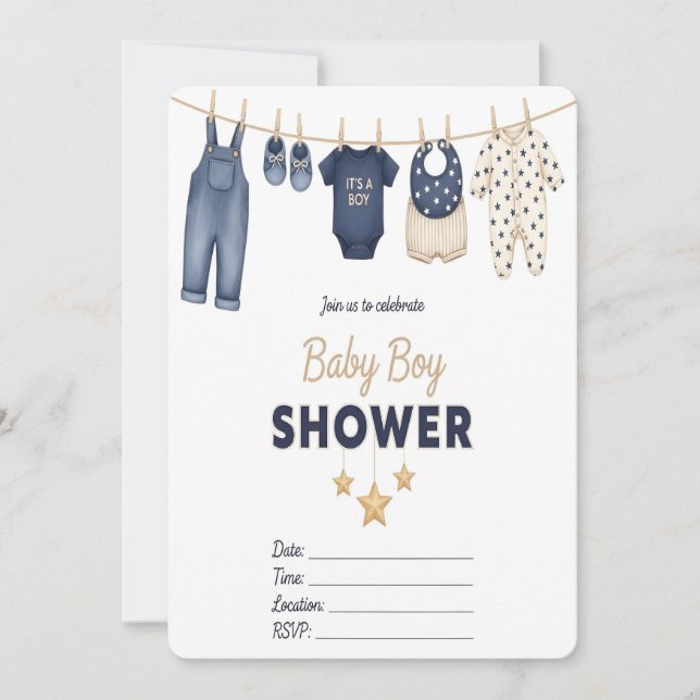 Det är en pojke Baby Shower Inbjudan  (Framsida)