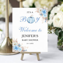 Det är en pojke Baby Shower Pumpa Välkomstskylt