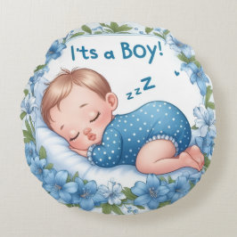 Det är en pojke baby shower rund kudde
