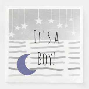 Det är en pojke! Baby Shower Star och Måne ThMB Pappersservett