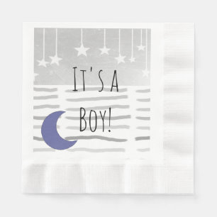 Det är en pojke! Baby Shower Star och Måne ThMB Pappersservett