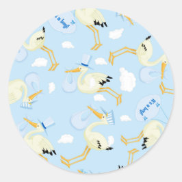 Det är en pojke Baby Sticker med Storks Runt Klistermärke