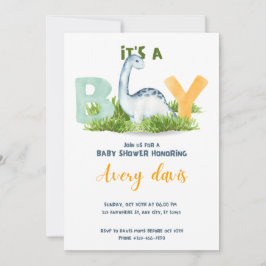 Det är en pojke, babyduschinbjudan, söt dinosaur julkort