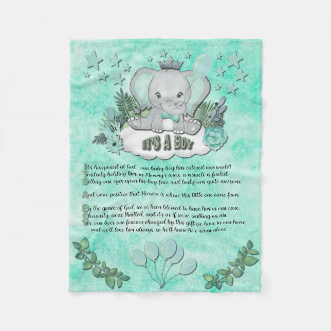 "Det är en pojke" Babyfilt Fleecefilt (Framsidan)