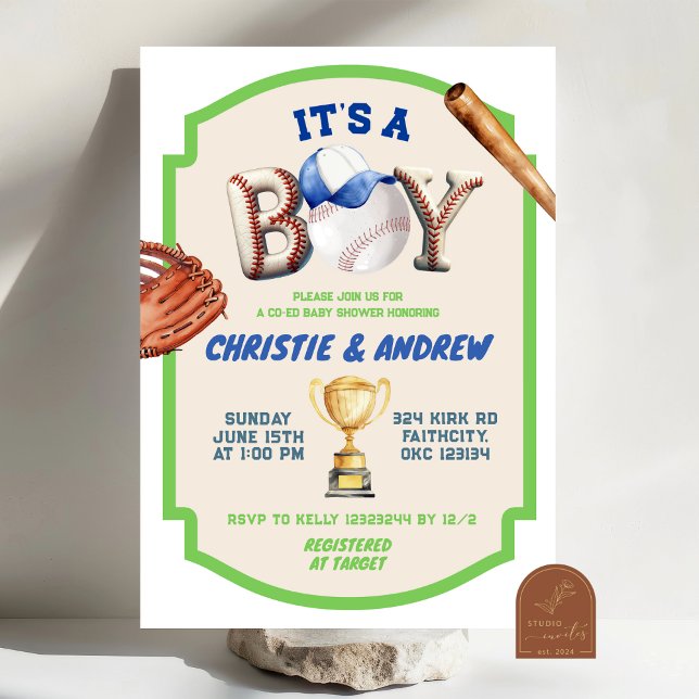 Det är en pojke Baseball Mix Baby Shower Inbjudningar (Skapare uppladdad)