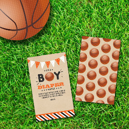 Det är en pojke! Basketboll Babyskor Diaper Raffle Tilläggskort