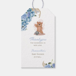 Det är en pojke björn söt blå tack baby shower presentetikett