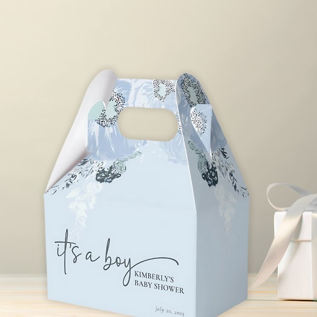 Det är en pojke Blå Blommig Baby Shower  Presentaskar (Skapare uppladdad)