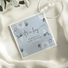 Det är en pojke Blå Blommiga Baby Shower Pappersse Pappersservett