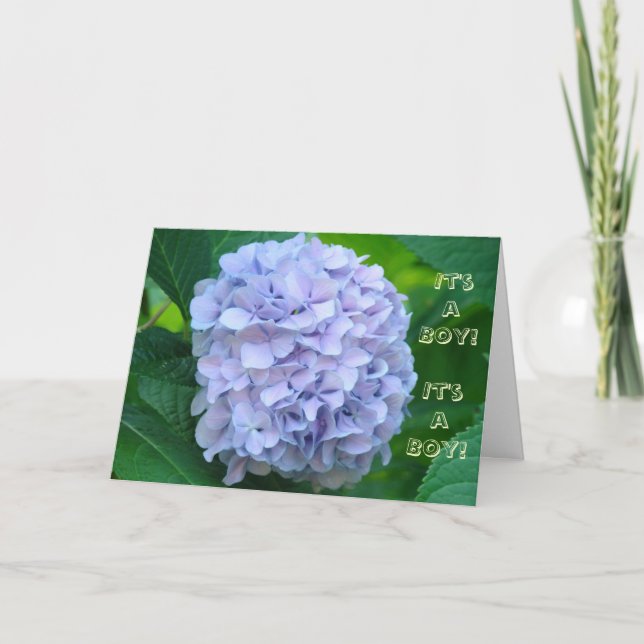 Det är en pojke! Blå blommor för babykalas-inbjudn Inbjudan (Framsida)