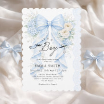 Det är en pojke Blå Bow Floral Baby Shower