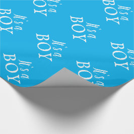 Det är en pojke blå typografi Baby Shower-fest Presentpapper