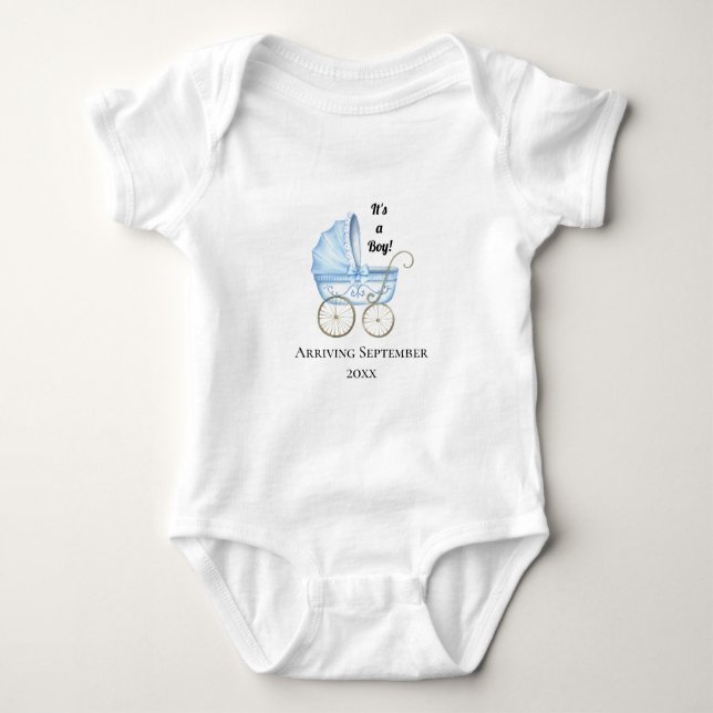 Det är en pojke! Blått Baby Gravid-meddelande T Shirt (Framsida)