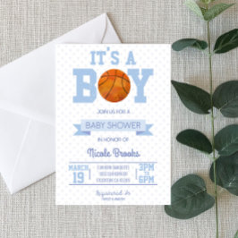 Det är en pojke! Blått Basketball Baby Shower-inbj Inbjudningar