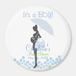 Det är en POJKE! BlåttSilhouettebaby shower Magnet