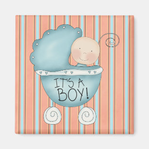 Det är en pojke! Blue Baby Buggy Magnet