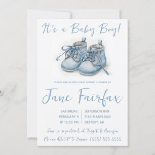 Det är en Pojke! Blue Baby Shower Baby Shower Inbjudningar