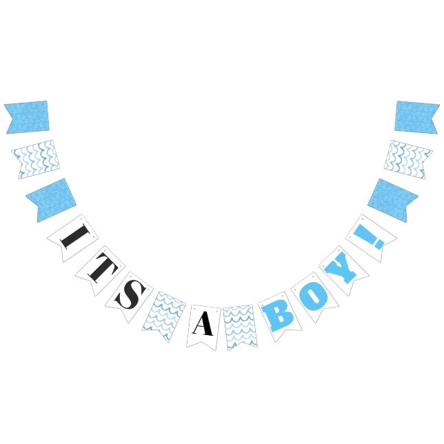 Det är en pojke! Blue Baby Shower Bunting Flaggor (Alla)