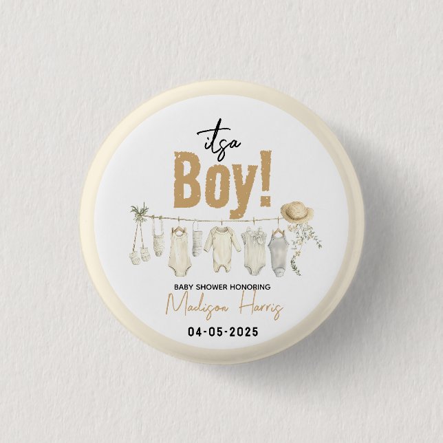 Det är en pojke! Blue Baby Shower - Cute & Sweet Knapp (Framsida)