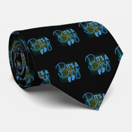 Det är en pojke Blue Black Baby-fotavtryck Neck Ti Slips