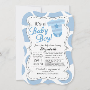 Det är en Pojke Blue Bodydress Boys Baby Shower Inbjudningar