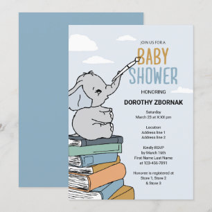 Det är en pojke! Blue Elephant Baby Shower Inbjuda Inbjudningar