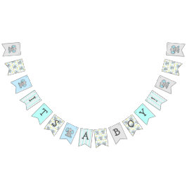 Det är en pojke, Blue Elephant Theter Baby Shower Vimplar