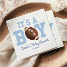 Det är en pojke! Blue Football Baby Shower