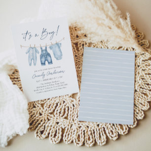 Det är en pojke Blue Jean Denim Baby Shower Inbjudningar