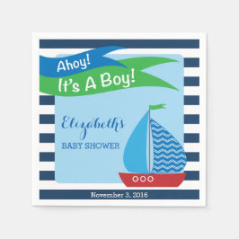 Det är en pojke, Blue Nautical Baby Shower Pappersservett
