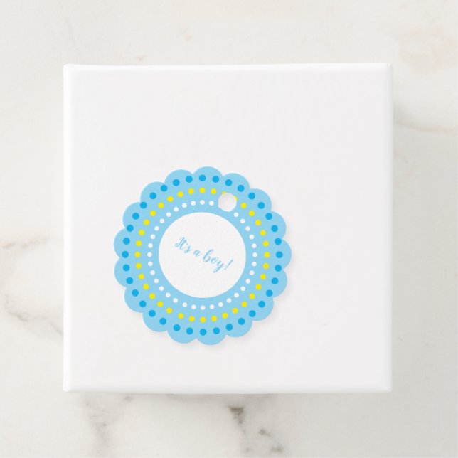 Det är en pojke. Blue Polka dots Gåvor Etiketter (På plats)