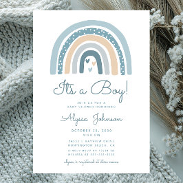 Det är en pojke Boho regnbåge Baby Shower-inbjudan Inbjudningar