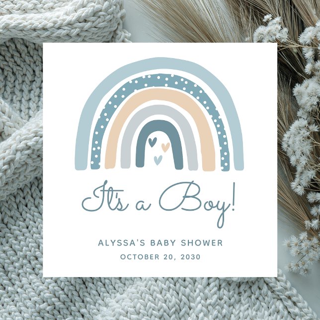 Det är en pojke Boho regnbåge Baby Shower Pappersservett (Skapare uppladdad)