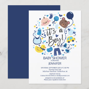 Det är en pojke! Boys Baby Shower Inbjudan
