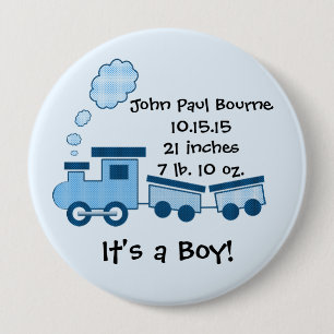 Det är en pojke! Button Blue Choo Choo Tåg Knapp