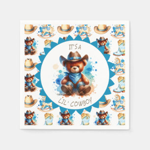 Det är en pojke Cowboy Nalle Boy's Baby Shower Pappersservett