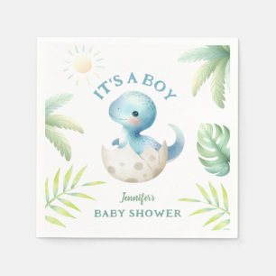 Det är en pojke! Cute Dino Dinosaur Baby Shower Pappersservett